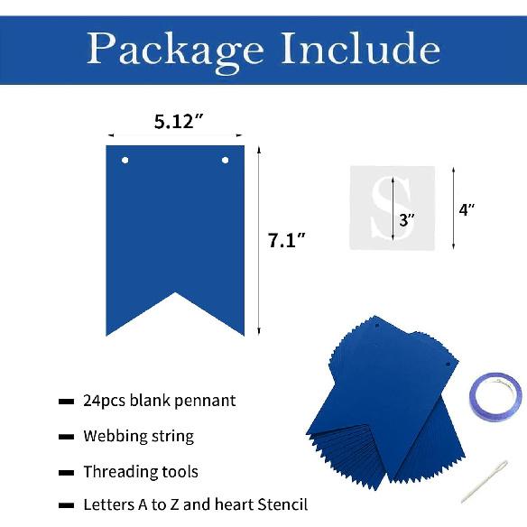 Blue Banner kit, Phrase Banner, ize Your Party Banner Signs, Handwriting Banners Party Supplies Unique Decor With Letters A~Z and heart Stencil