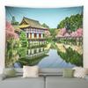 Chinese Style Landscape Tapestry Park Garden Green Plant Wall Hanging Home Living Room Bedroom Decor Aesthetic Cute Blanket Mat