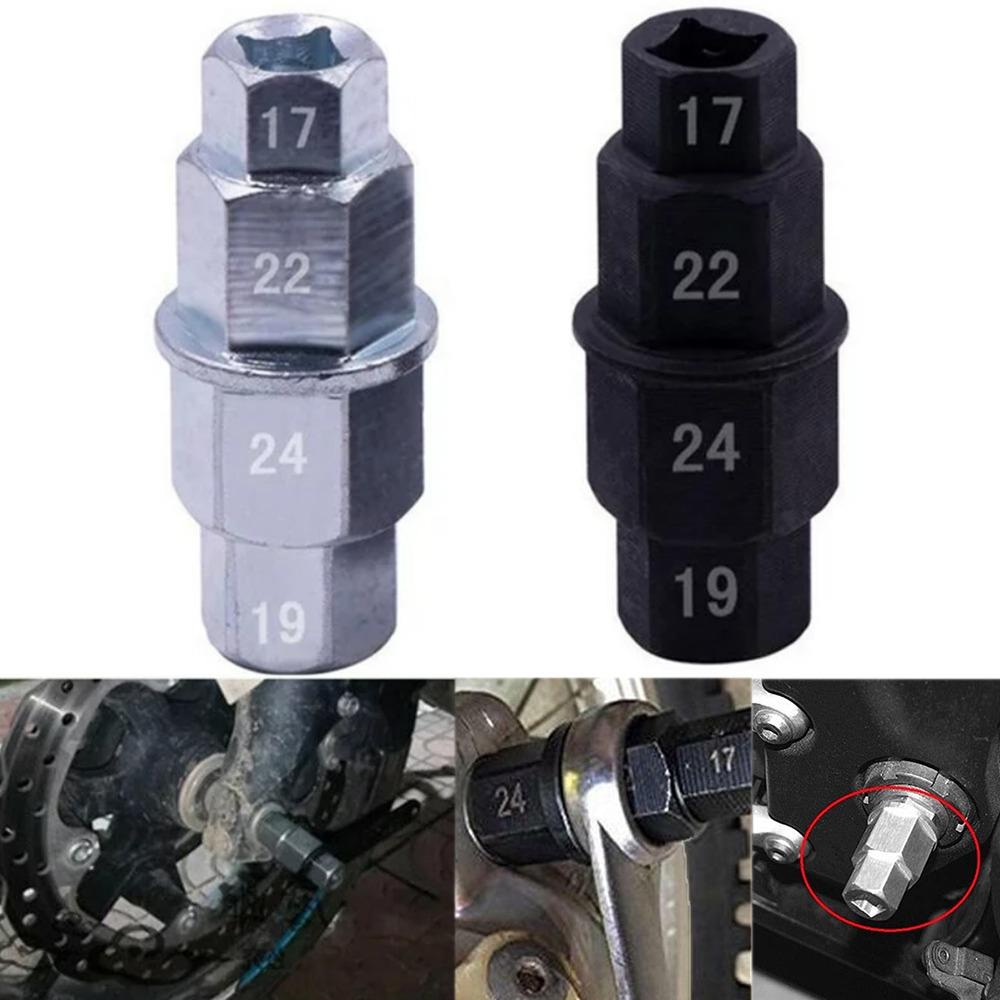 Motorcycle 17 19 22 24mm Front Rear Wheel Axle Hex Spindle Driver Multifunction Removal Tool