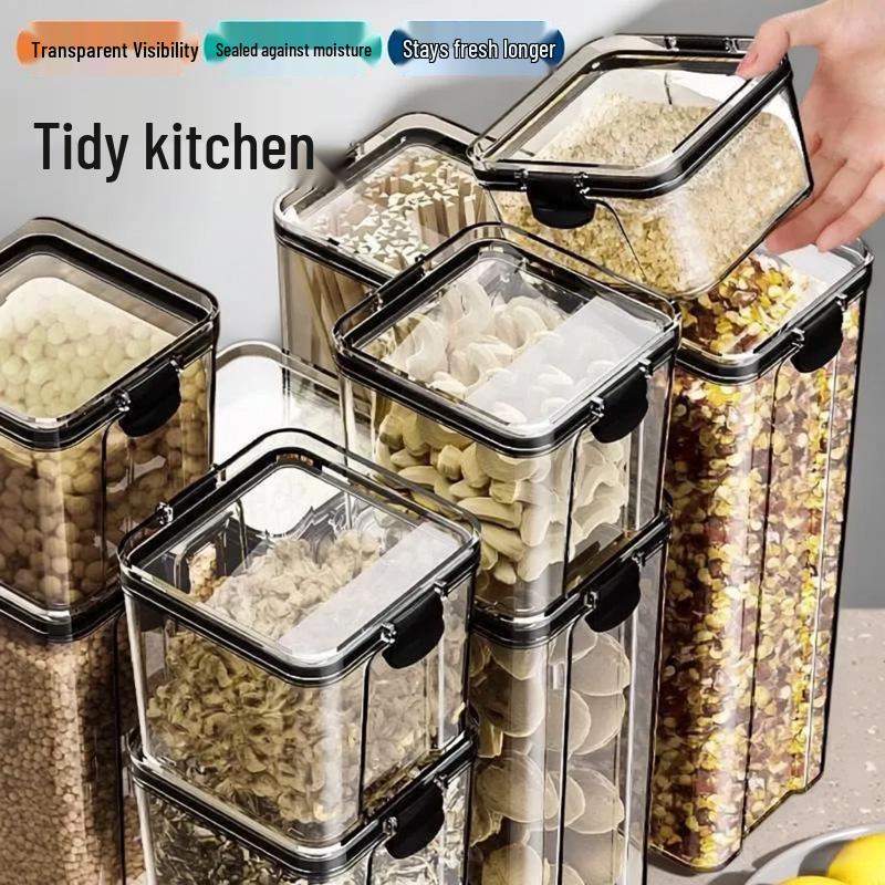 Герметичная прозрачная кухонная банка для сыпучих продуктов, закусок, круп, хлопьев и орехов - Влагозащитное и пылезащитное хранение
