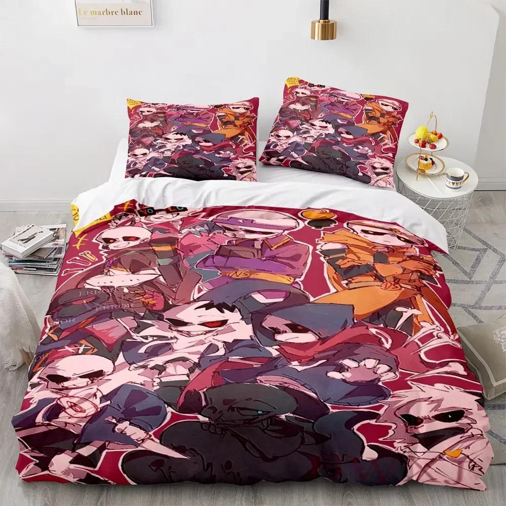 Комплект постельного белья с принтом 3D Undertale Single Twin Full Queen King Size Frisk Sans Anime Bed Set Aldult Kid Bedroom Duvetcover Sets