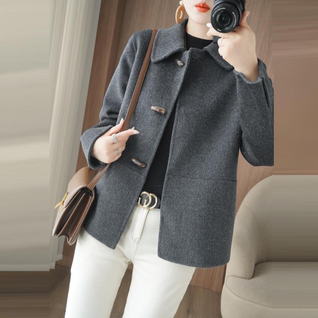 West 25 Новое маленькое двустороннее шерстяное пальто - Женская свободная верхняя одежда с лацканами на осень/зиму