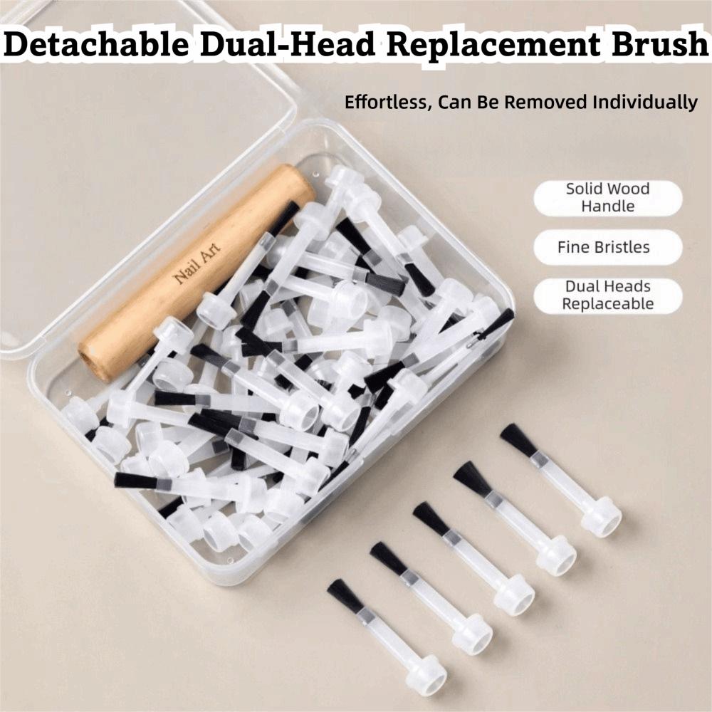 Detachable Detachable Wooden Grip Nail Brushes Nail Art Brush Applicators