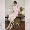 JK&JS New Chinese Style Embroidered Tulle Waist-Cinching Dress