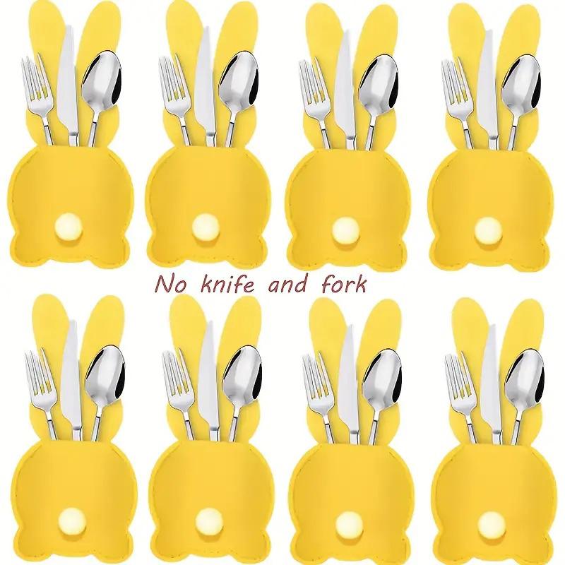 6 шт./компл. фетровая ткань для украшения праздничного стола, мешочки для столовых приборов в виде кролика, пасхальные мешочки для ножей и вилок на день рождения, разноцветные