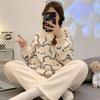 Женский коралловый флисовый пижамный комплект для дома и улицы, милый фланелевый домашний набор, коллекция Осень/Зима 2024