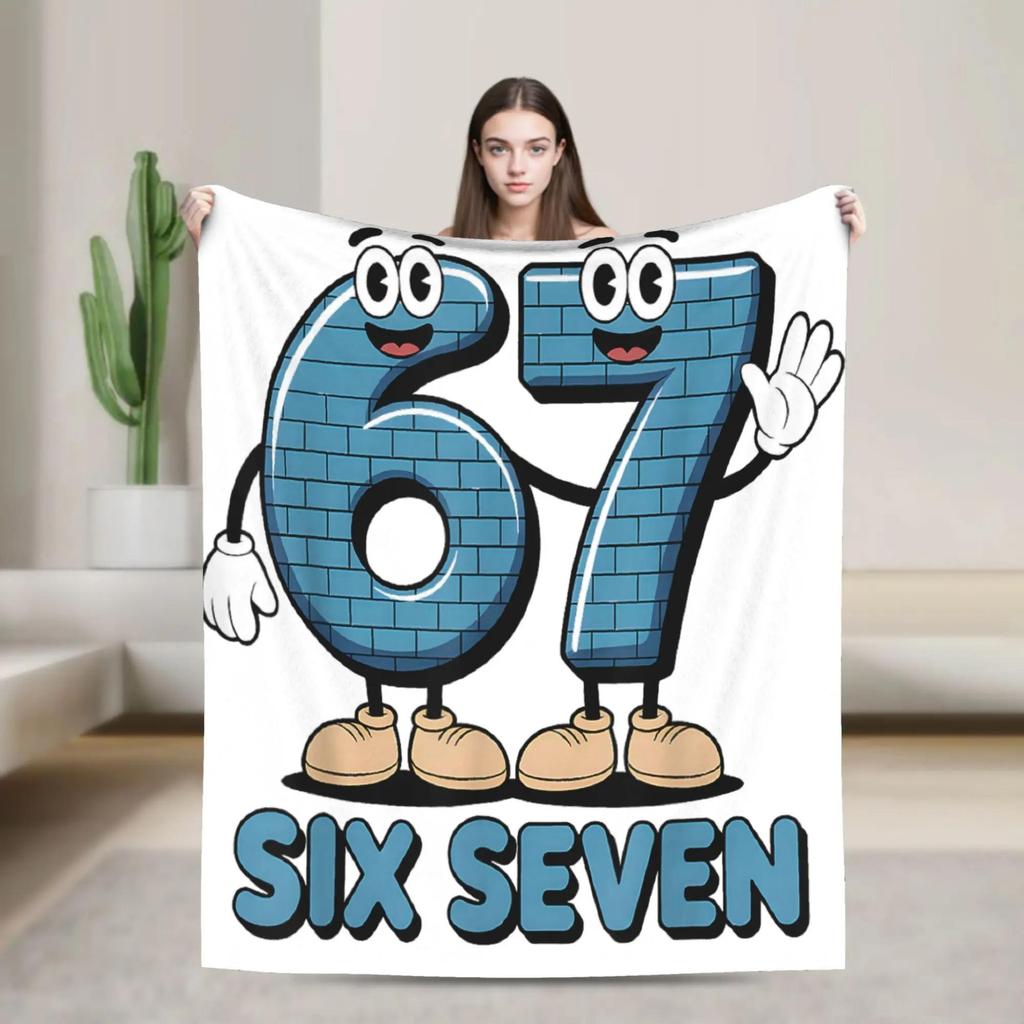 Italian Brainrot Funny Italian Kids Six Seven Meme Blanket Warm Plush Throw for Boys Bedroom Flannel Bedspread Soft Cozy