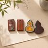 Red Sandalwood Ping An Talisman Gourd Pendant - Handmade Fortune Keychain Ornament.