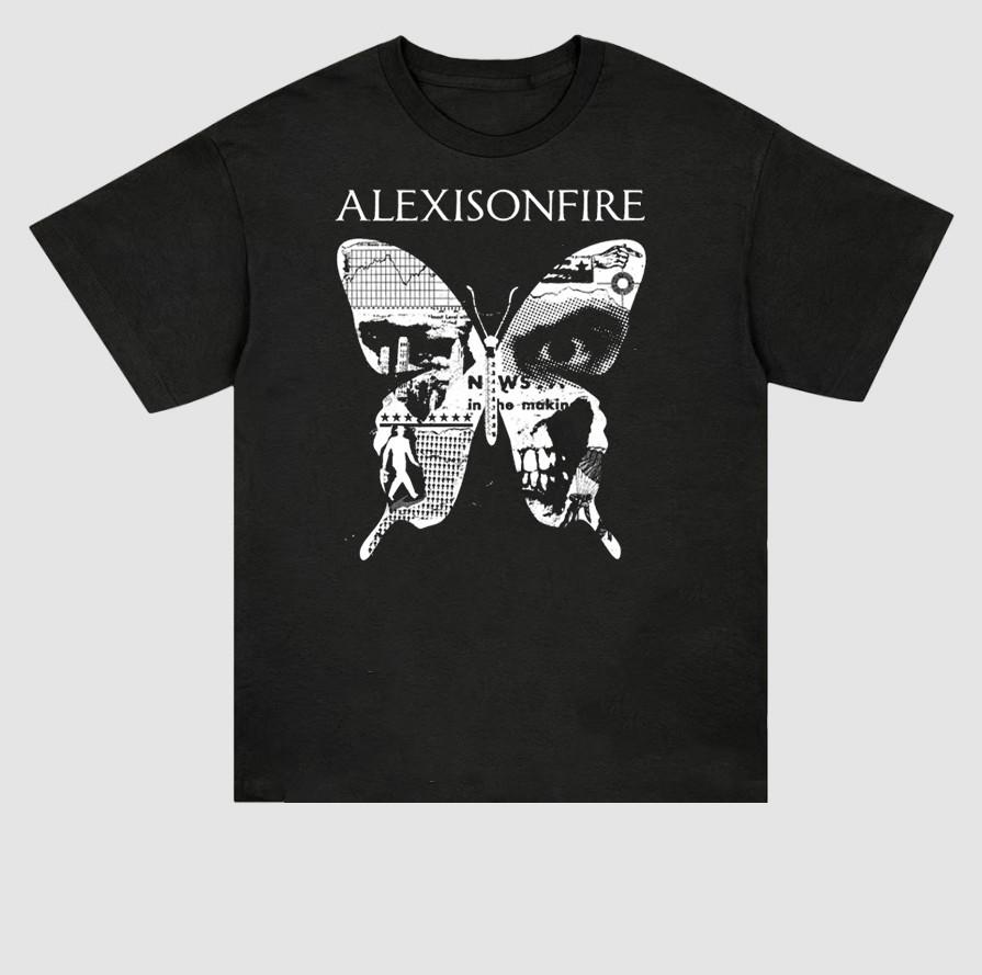 Vintage Alexisonfire Rock Band Butterfly Logo Shirt Black Full Size NZ325