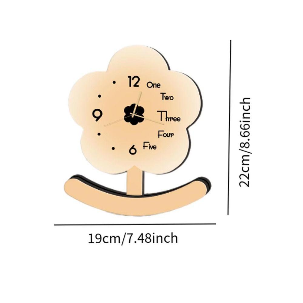 Non-slip Small Flower Pendulum Clock Ornament Tabletop Statue Clock Wood Desk Clock  Bedside