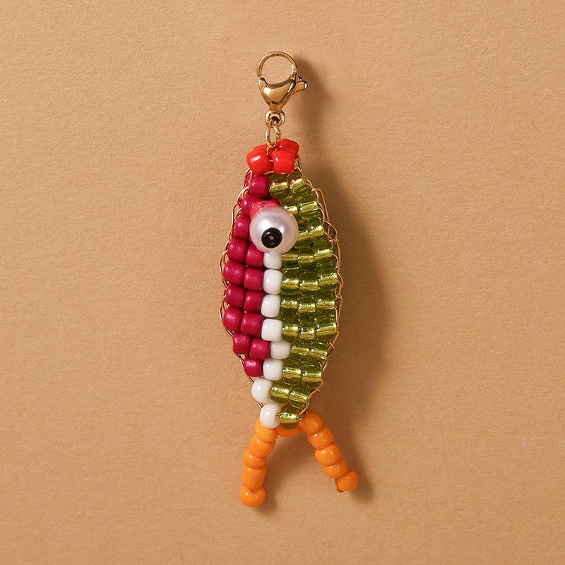 European Style Beaded Fish Keychain - Colorful, Handmade, Trendy Accessory for Car Keys