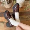 Туфли женские кожаные на толстом каблуке в ретро-британском стиле 2025 года, универсальные туфли-лоферы на высоком каблуке и увеличенной высоте, осень-зима