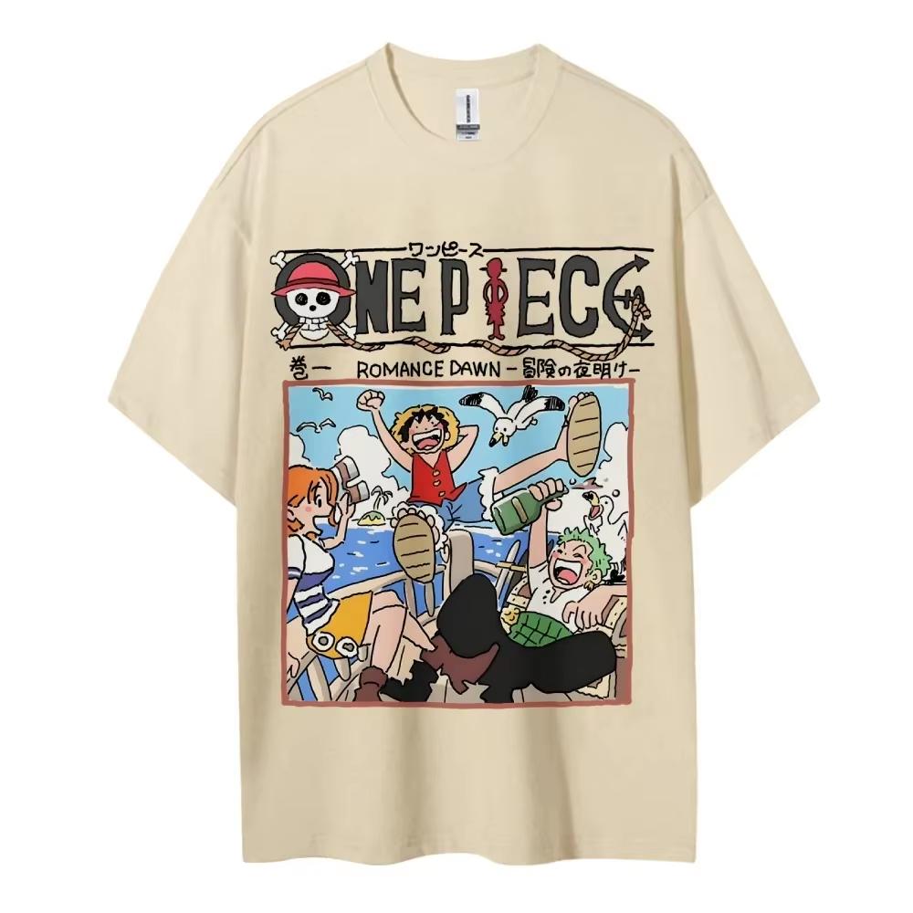 ONE PIECE Peripheral Products Unisexs Summer Casual Oversized Tee Breathable Cotton Daily Lounging and Comic Themed Parties