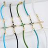 6 Цветов Классический Религиозный Хрустальный Циркониевый Крест Кожаный Плетеный Регулируемый Браслет Шармы для Мужчин Женщин Ювелирный Подарок Повседневная Носка