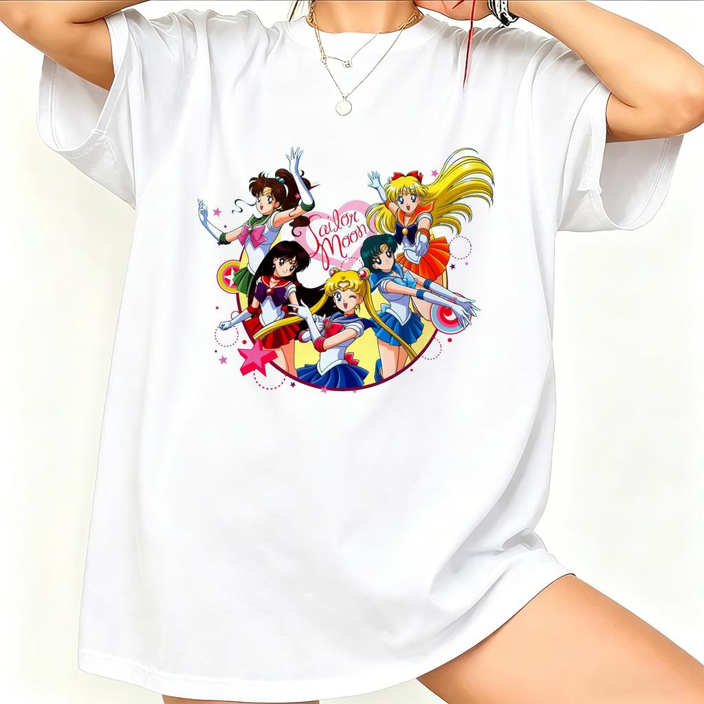 Sailor Moon Retro 90s Anime Graphic T Shirt Summer Cotton Unisex Unisex Tee Streetwear Casual Trend Short Sleeve Couple Hip Hop Top
