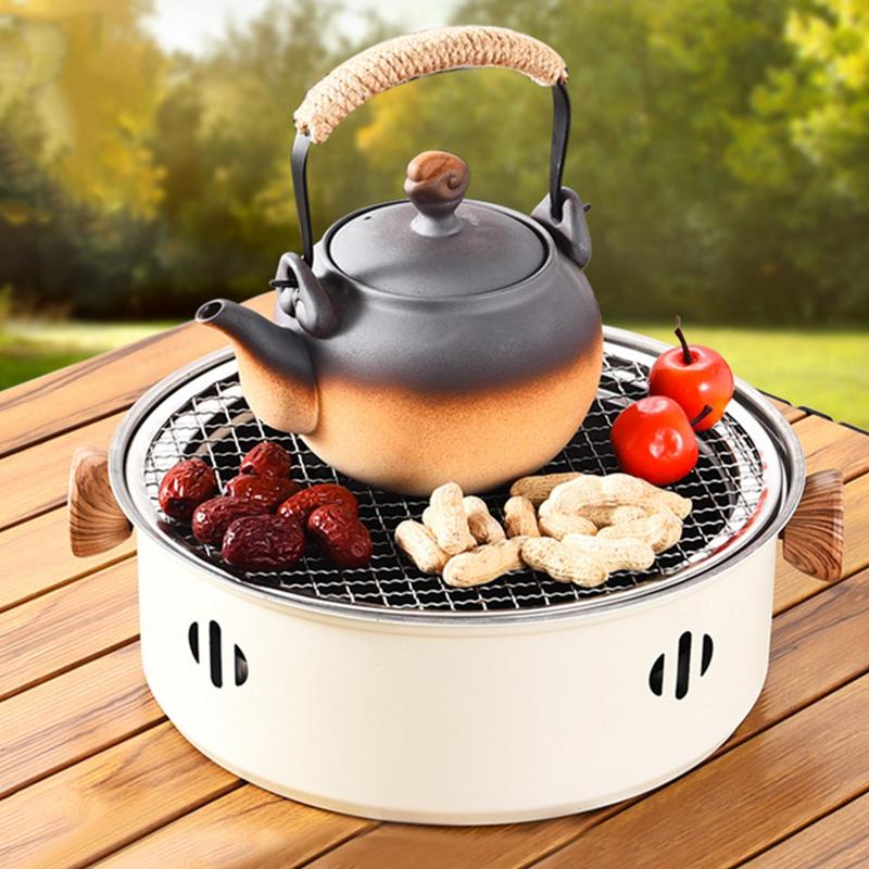 Портативный гриль-барбекю Корейская угольная печь Разборный BBQ-мангал из нержавеющей стали Круглая антипригарная решетка для барбекю Для кемпинга на открытом воздухе Мягкий и удобный