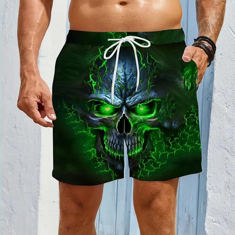 Vintage Skull Ghost Boxing Muay Thai Kickboxing Shorts Pants 3D Print Training Unisex Men Women Quick Dry Fitness Gym Sport Workout Casual Streetwear