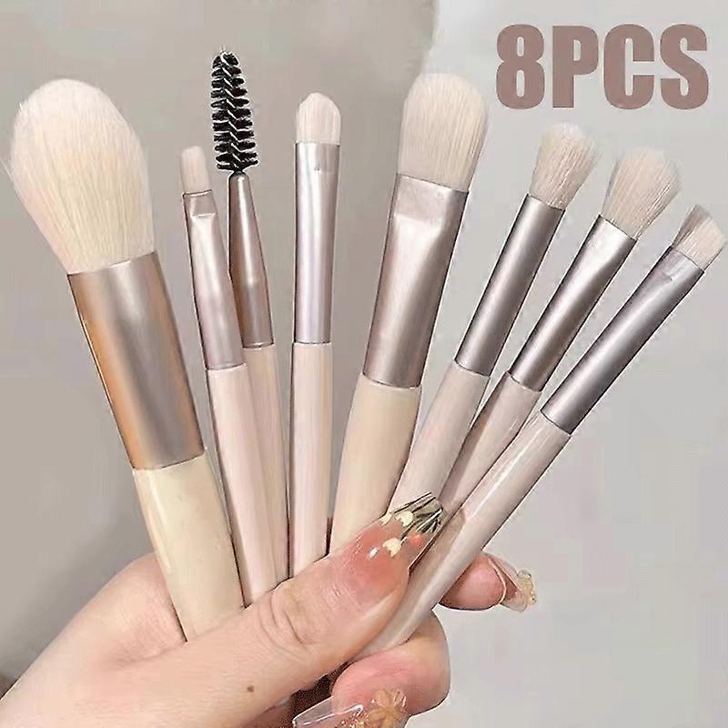 8pcs Makeup Brush Set for Face Loose Powder Blush Concealer Eyeshadow Radiant Look for Christmas Parties Travel-Friendly Design