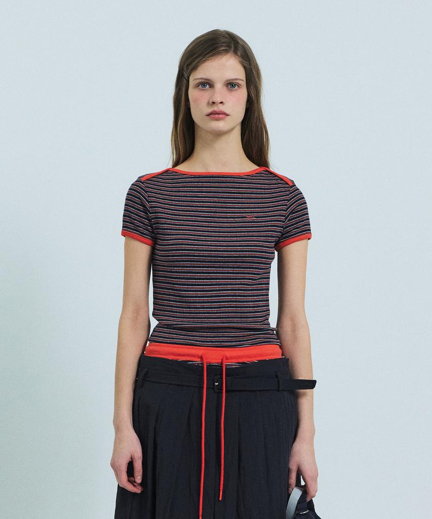 GROVE Dalin Stripe H/S T-Shirt (Navy)