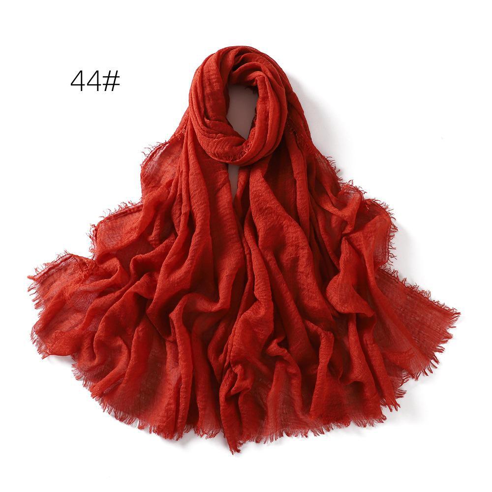 High-Quality Cotton Linen Gauze Scarf: Breathable, Encrypted Sunscreen, Four-Circle Fringe Shawl, Women's Malay Head Scarf