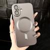 Metallic Paint Magnetic Soft Case For iPhone 16 Pro Max 15 14 Plus 11 12 13 Wireless Charging Silicone Lens Protection Cover