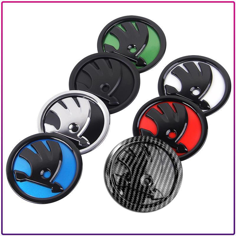 kypxb3 1Pcs 80/90/100MM Car Logo Front Hood Rear Trunk Emblem Styling For Skoda Octavia MK2 MK3 2 3 A7 Fabia Karoq Kodiaq Superb Rapid