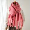 Simple Basic Monochrome Chunky Scarf Imitation Cashmere Thickened Soft Warm Tassel Long Scarf Autumn Winter Coldproof Versatile Neck Protection Scarf