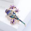 Blucome Cute Rhinestone Magpie Bird Shape Brooches for Women Gold Color Wedding Flowery Bird Special Design Pins
