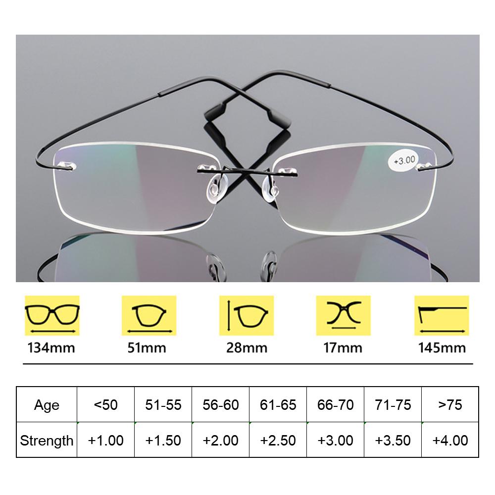 1pc Rimless Reading Glasses Men Women Memory Titanium Presbyopic Eyeglasses High -Definition Eyewear Vision Care +1 .0 ~+4 .0