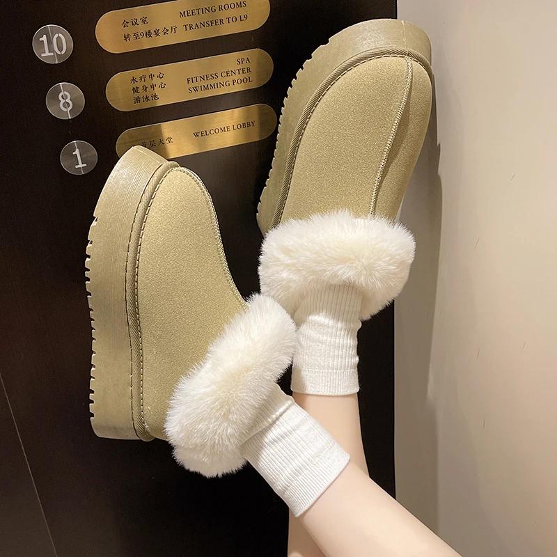 2024 Осень и Зима Новые Теплые Ботинки Женские Зимние Плоские Ботинки Плюшевые Повседневные Ботильоны Теплые Снежные Ботинки