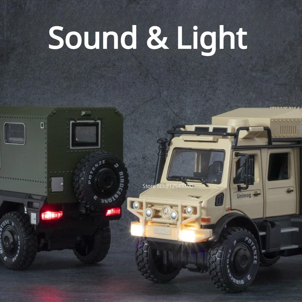 1:28 Scale UNIMOG ORV X-Class Exy 6x6 Toy Car Model Alloy Diecast Pull Back Simulation Sound Light Metal Vehicles for Boys