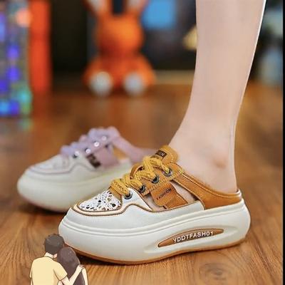 Полушлепанцы с толстой подошвой и закрытым носком, женские летние новые, для улицы, ленивые туфли, модные сандалии, легкие