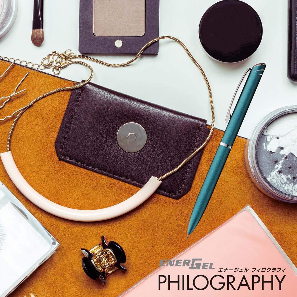 Шариковая ручка Pentel с гелевыми чернилами Energel Philography бирюзовый синий Axis BLN2005S черный 0,5 мм