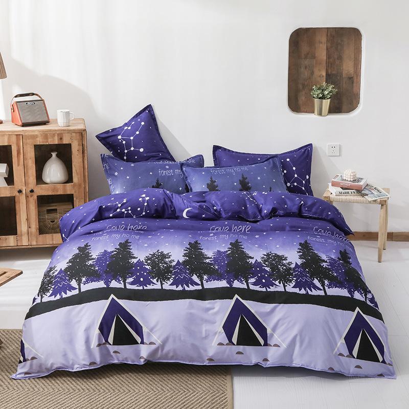Simple Bedding Four-piece Set, Thickened Bed Sheet Quilt Cover, Pastoral Dormitory Three-piece Set