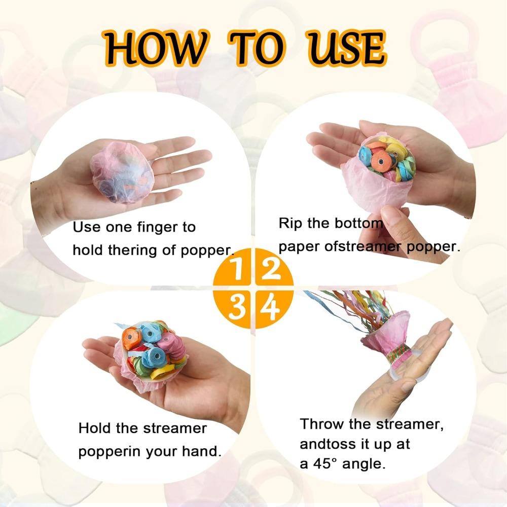 10pcs Hand Throw Streamer Poppers 5 Color Mix No Mess Confetti Poppers Party Poppers No Mess Streamers Easy To Clean Hand-thrown Colorful Streamers