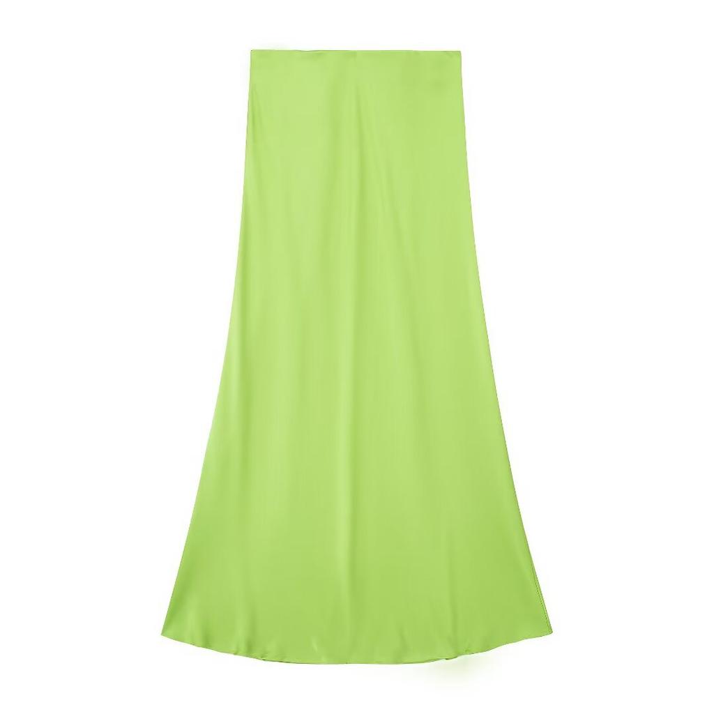 European and American style, new women's clothing, fashionable, casual silk satin texture Midi skirt 5427/453