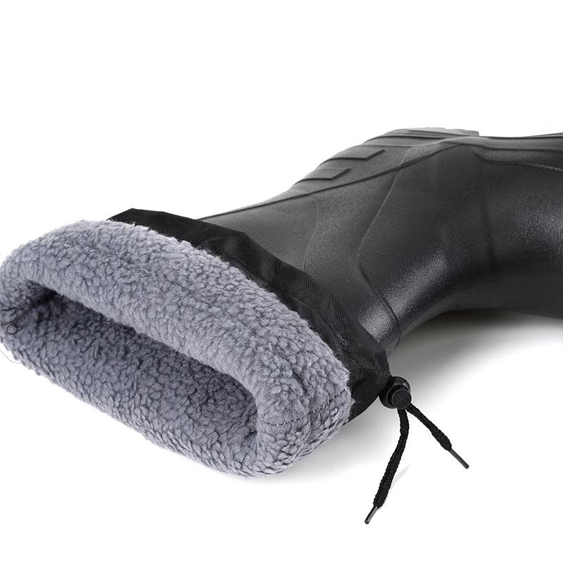 Флисовые теплые высокие резиновые сапоги мужские черные легкие хлопковые резиновые сапоги с тремя защитными свойствами