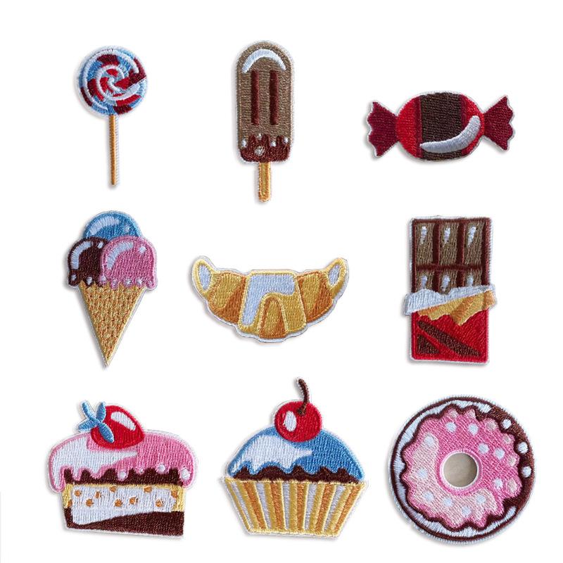 Computer Embroidery Ice Cream Cake Embroidery Cloth Sticker Self-Adhesive Clothing Accessories Candy Sticker Clothes Patch Sticker