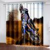 Шторы тканые с принтом мотоциклов Две независимые шторы слева и справа Светонепроницаемые шторы для спален