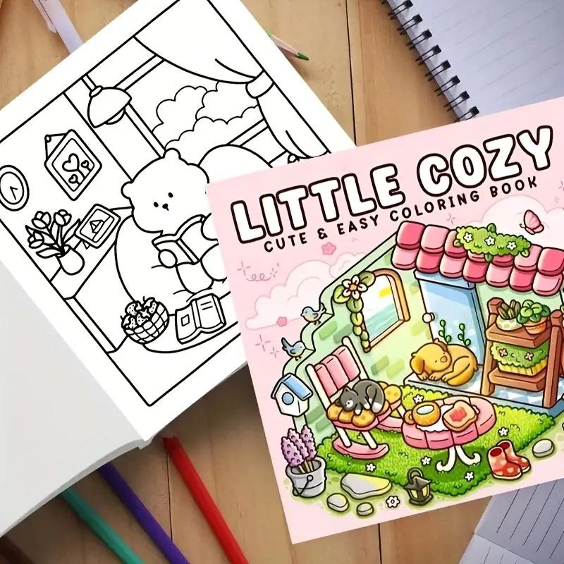 МАЛЕНЬКАЯ УЮТНАЯ Книжка-раскраска для взрослых Снятие стресса 1 шт. с 22 страницами из плотной бумаги и яркими рисунками Батарейки не требуются Идеальный подарок