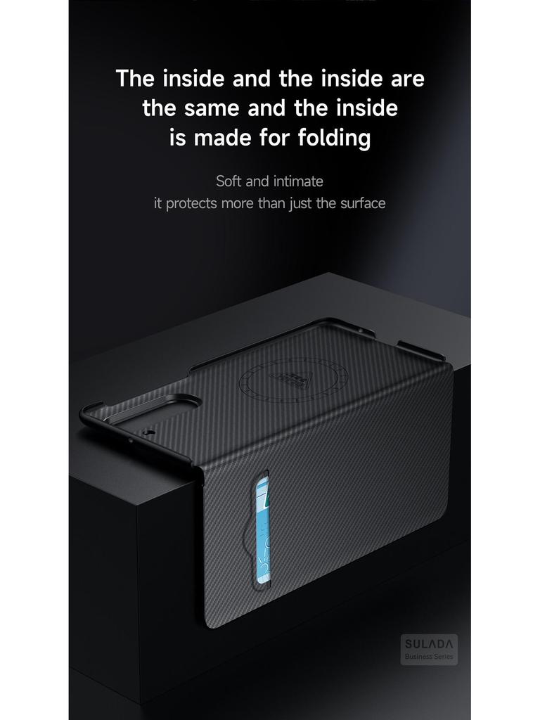 Магнитный чехол-книжка Smart из кожи с карманом для карт и текстурой Kevlar для Samsung Z Fold7/W26 (6/5/4)