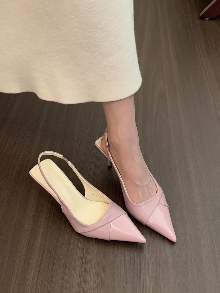 Черные остроносые туфли на высоком каблуке женские весенние новые темпераментные элегантные туфли-лодочки на тонком каблуке, открытые босоножки, одинарные туфли