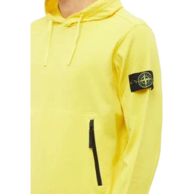 STONE ISLAND Однотонная толстовка с капюшоном на молнии и значком для мужчин, желтая 781560452-V0030