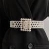 Buckle Coat Belt Elastic Band Beadeds Body Chain Elegant Pearl Waist Belt  Women