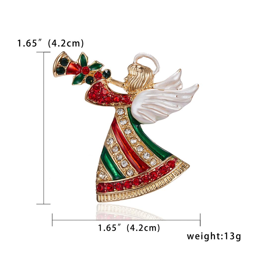 Rinhoo Enamel Christmas Crutch Brooches Pins Rhinestone Lucky Fruit Hat Glove Boot Sock Angel Sled Gift Box Badge New Year Gifts
