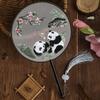 Creative Embroidered Silk Fan Cute Panda Embroidery Round Fan  Home Decorations