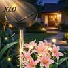 Outdoor Decorative Garden Accents 2Pcs Artificial Flower Solar Lights, Lily Bamboo Wisteria Stake Easy Install Yard Decor Powered Firefly Waterproof