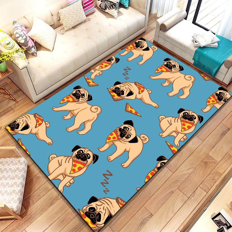 Lovely Pug Dog Water Absorption Anti-Slip Door Mat Cartoon Cute Animal Carpets Bedroom Rugs Decorative Stair Mats Home Decor