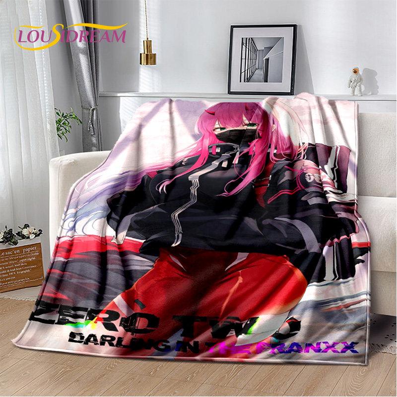 Zero Two DARLING In The FRANXX Soft Plush Blanket,Flannel Blanket Throw Blanket for Living Room Bedroom Bed Sofa Picnic Cover 3D