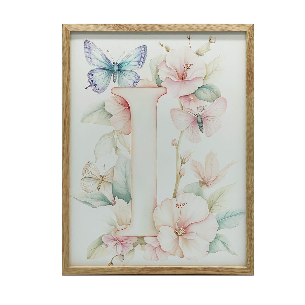 Plakat "I" Z Kwiatami Hibiskusa Plakat "I" Z Kwiatami Hibiskusa, 70X100 Cm, Rama Drewniana Jasny Dąb, Papier Matowy 230 Gsm